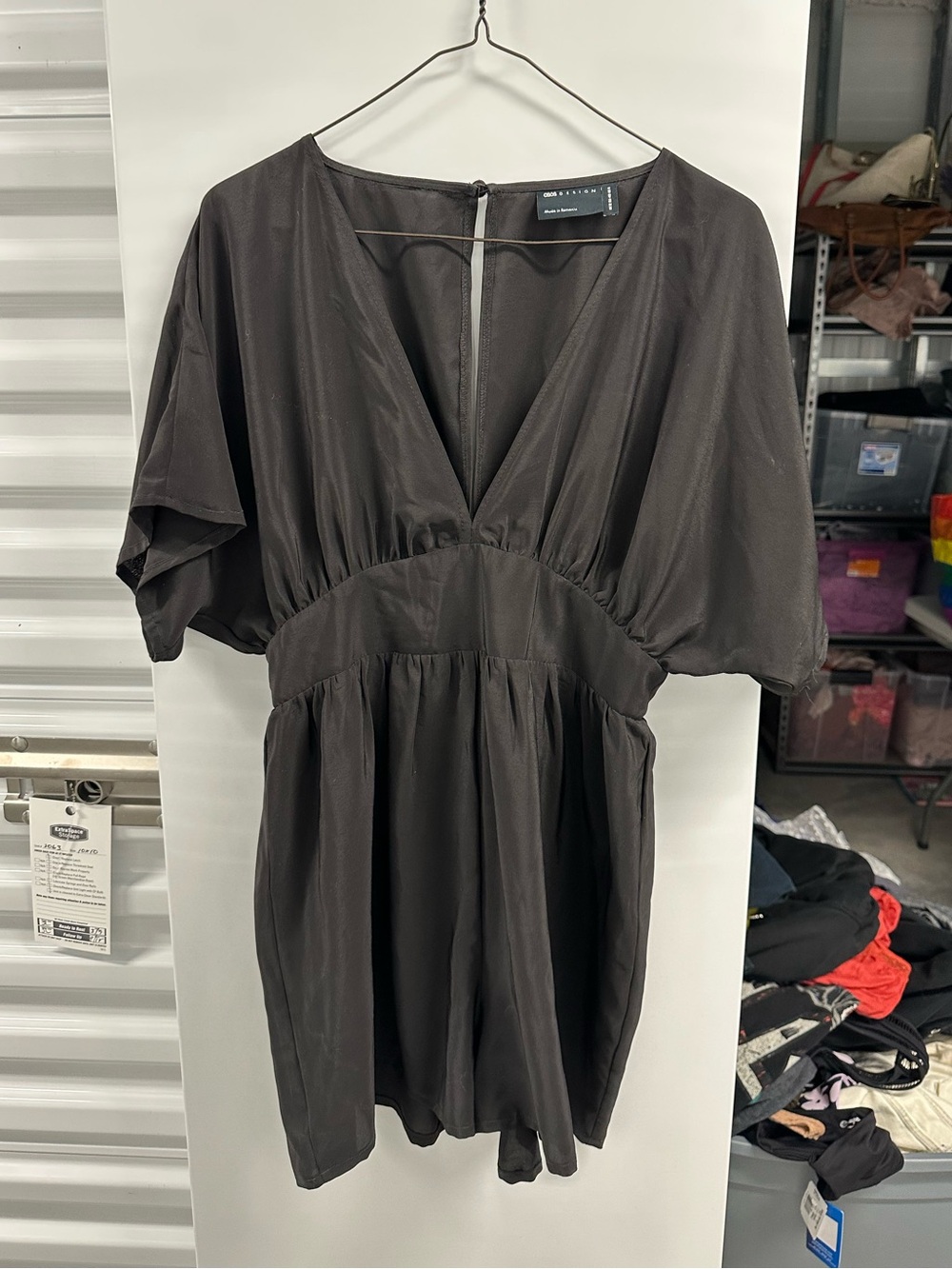 ASOS Satin Black Short Sleeve Romper